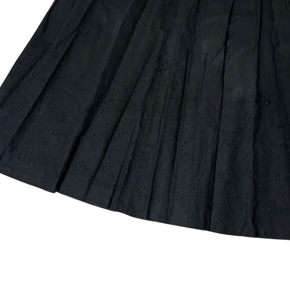 LAUREN RALPH LAUREN Black Midi Skirt Linen Blend Full Skirt Eyelet Womens Size 8 - Picture 5 of 9